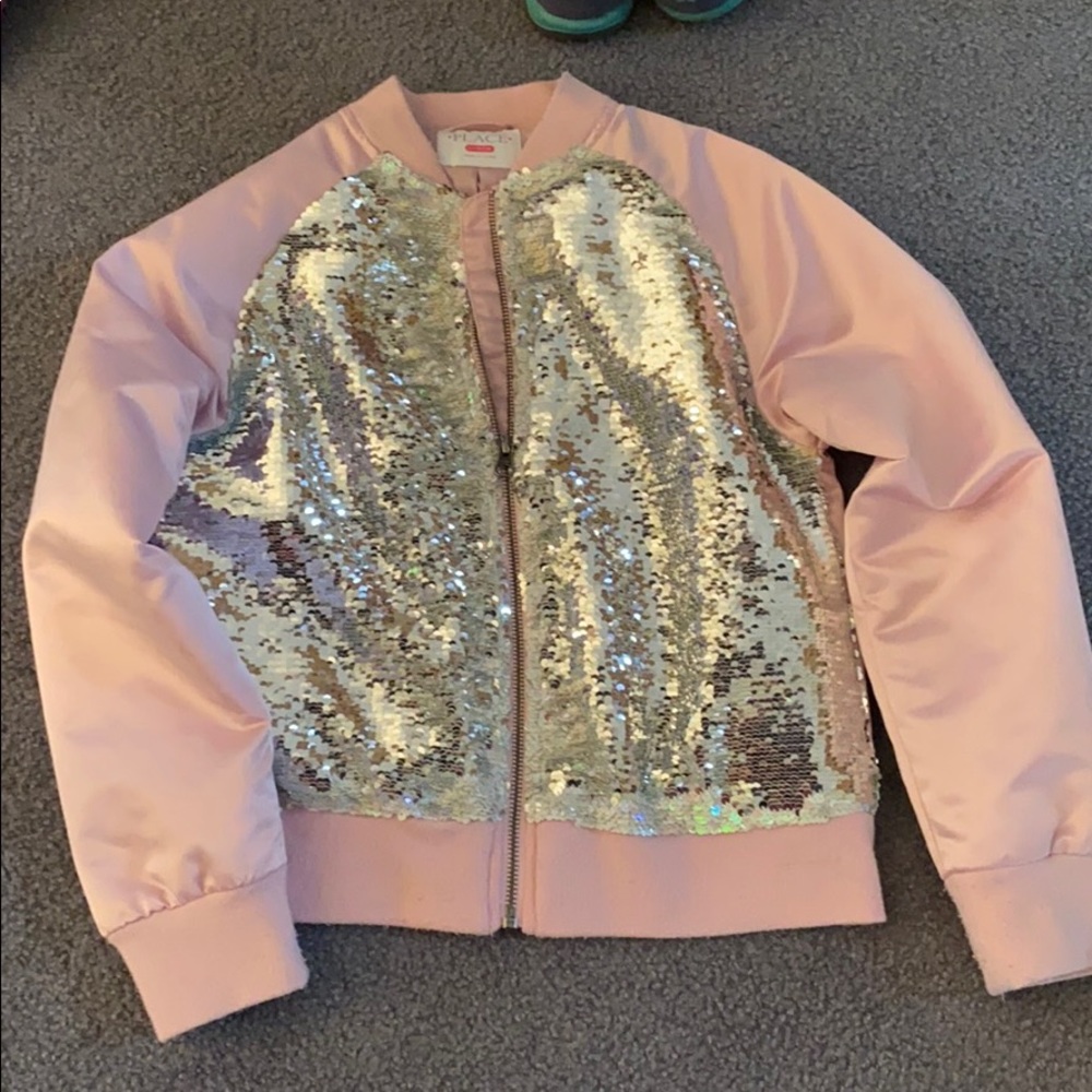 Girls flippy sequence pink jacket